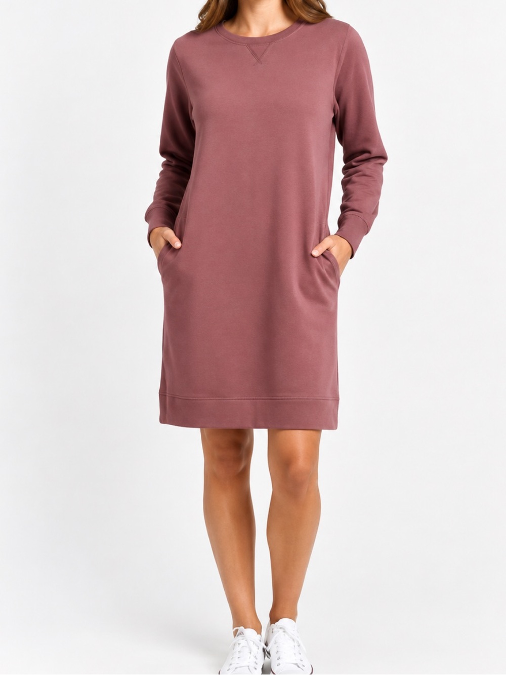 Pact courtside sweatshirt dress organic cotton w pockets desert rose sz L